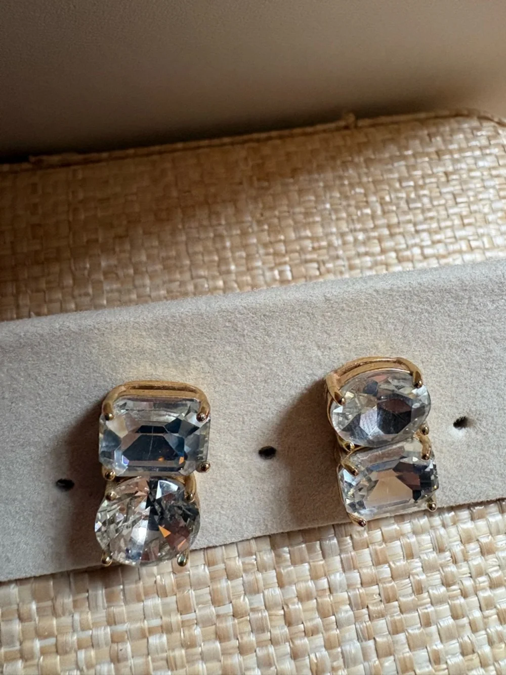 Kate Spade Diamond Stud Drop Earrings - Clear Crystal Duo - Picture 2 of 3